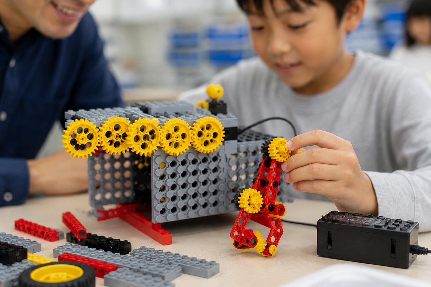 ロボット製作に夢中の子ども